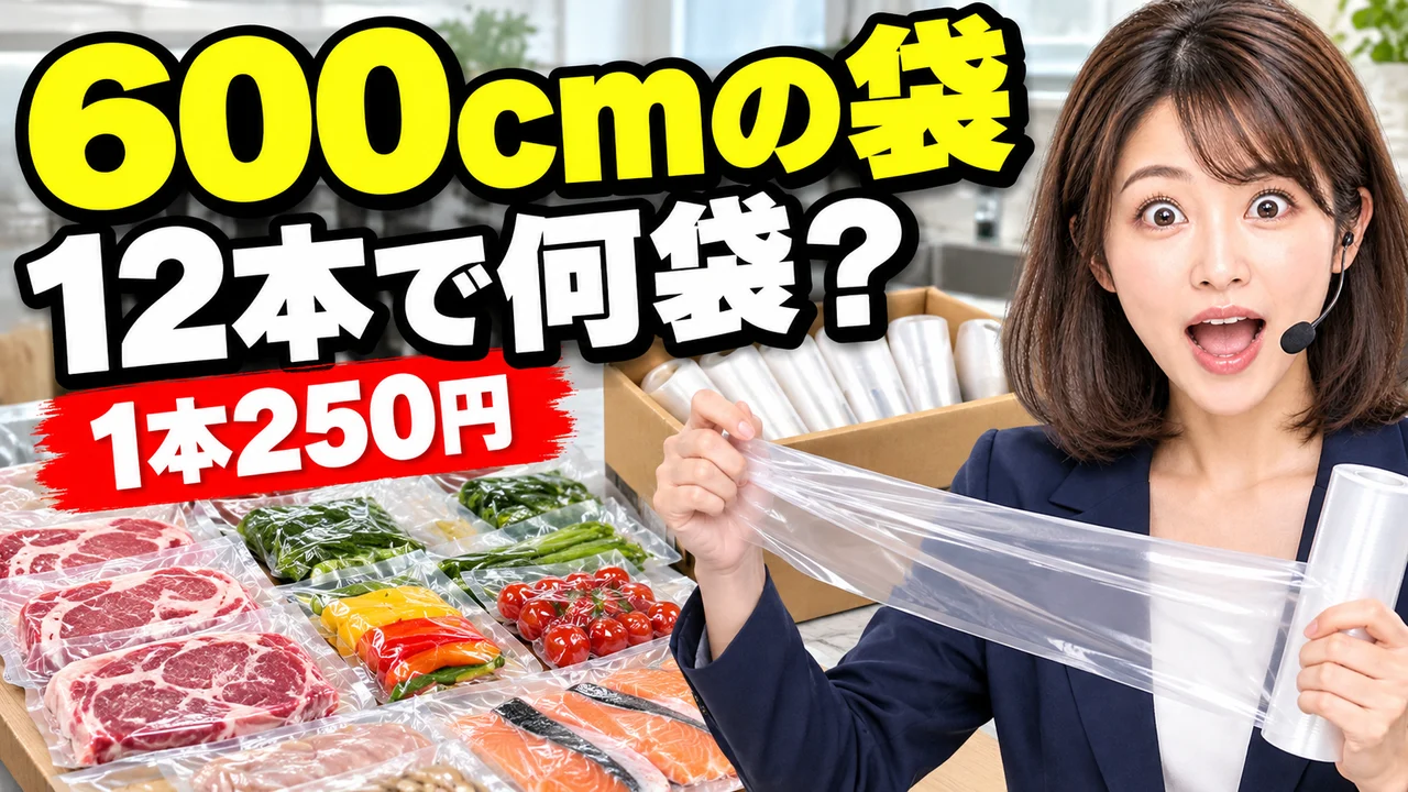 真空パック袋ロール12本で何袋作れる？600cmを計算してみた【食品保存・節約・フリマ仕入れ】